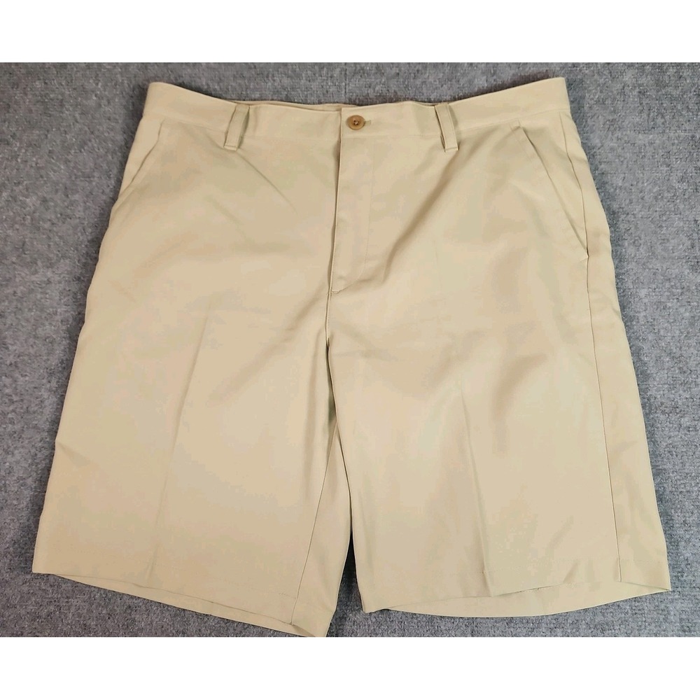 IZOD Mens-actual Size 38 Casual Khaki Shorts Tan Golf Wrinkle Free Comfort Fit